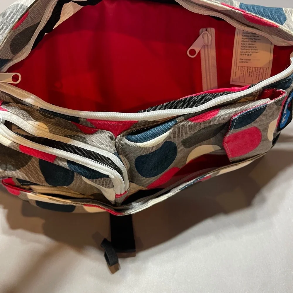 NWT KAVU 9150-716 Mini Rope Bag Got Dots Multi Color Dot Canvas‎ Sling Backpack